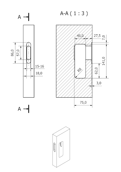 Otvory pro mušle a zámek